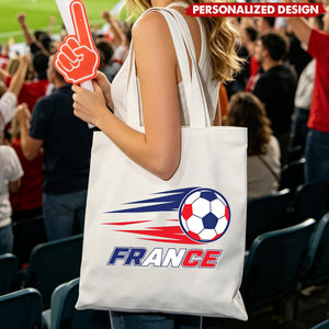 Personalized Soccer Fan Canvas Tote Bag - Custom Name