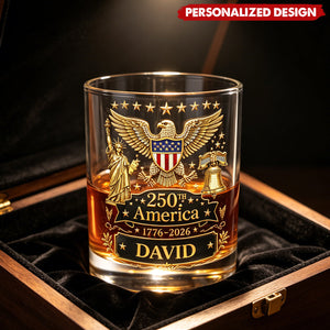 Personalized America 250th Anniversary Whiskey Glass - Custom Name