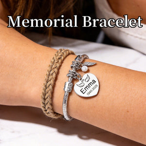 Always In My Heart, Personalized Pearl Wings Memorial Bracelet