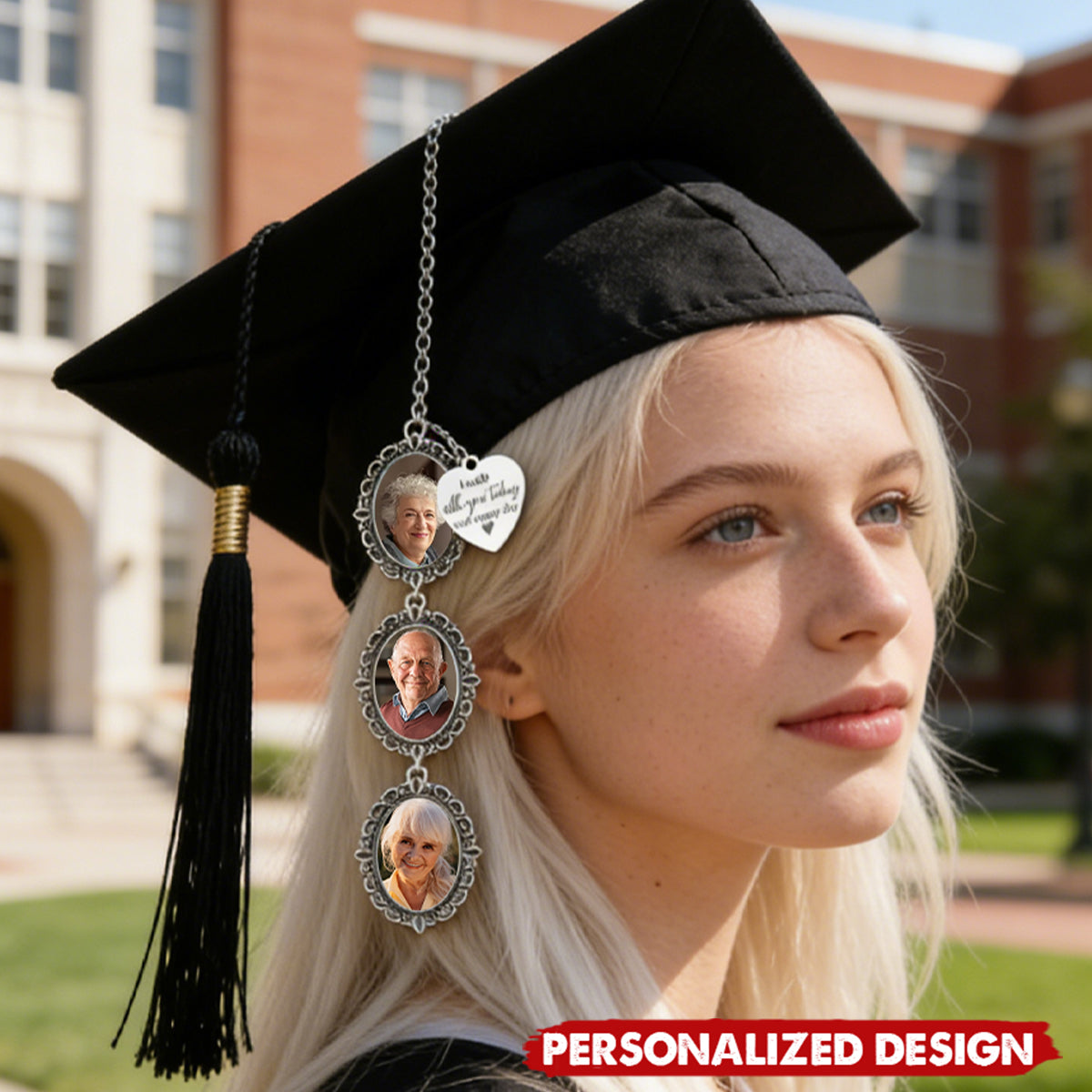 Personalized Graduation Memorial Photo Charm With Loving Memory Saying