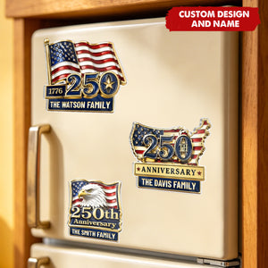 Personalized America 250th Anniversary Acrylic Fridge Magnet - Custom Family Name Keepsake Gift