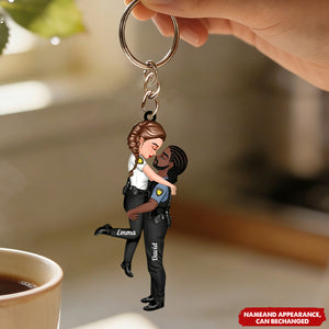 Personalized Couple Portrait Acrylic Keychain - Gifts by Occupation Personalized