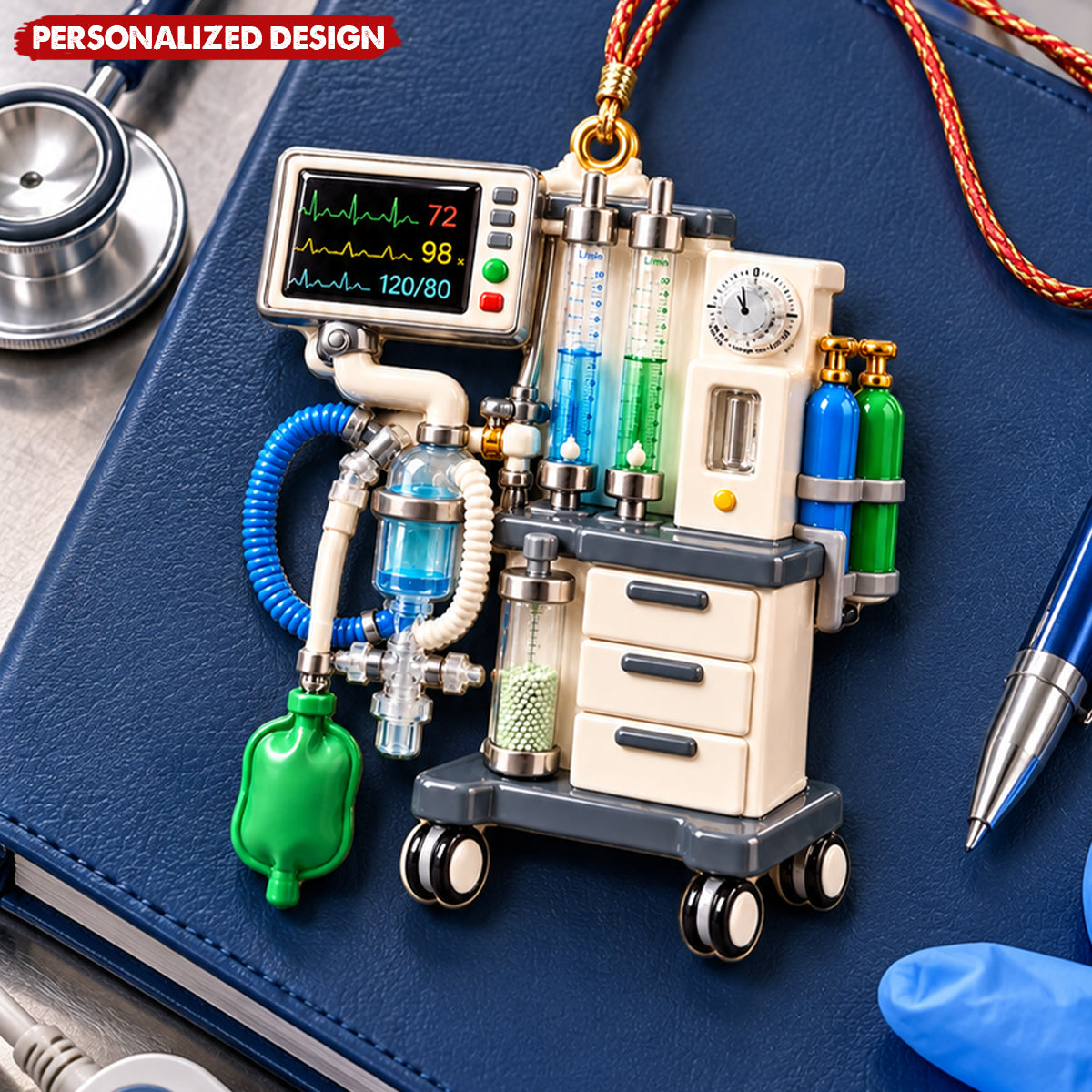 Anesthesia Machine Acrylic Hanging Ornament - Personalized Medical Keepsake