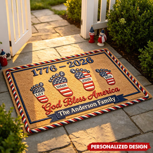 Personalized 1776-2026 Family Footprint Doormat - Gift for USA 250th Anniversary