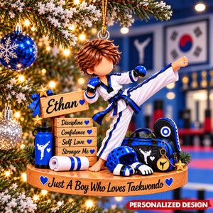 Taekwondo Lover Custom Acrylic Hanging Ornament - Martial Arts Christmas Tree Decor