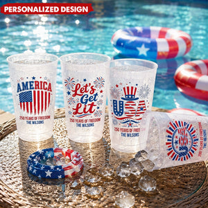 Personalized America 250 Years of Freedom Patriotic Frosted Plastic Cups - Custom Family Name