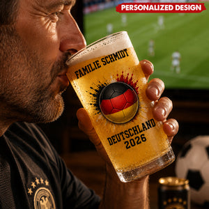 Personalized Fan Barware 2026 World Cup Soccer Beer Glass - Custom Name
