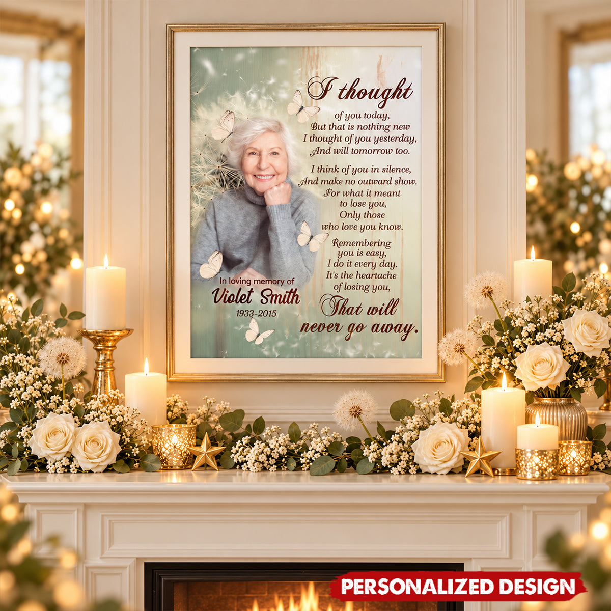 Personalized Memorial Canvas Poster, I Thought Of You Today Custom Photo Remembrance Wall Art