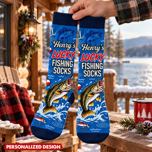 Personalized Funny Angler Cotton Socks - Bass Fishing Socks For Fishermen