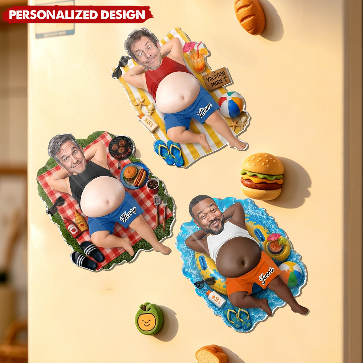 Personalized Funny Dad Vacation Acrylic Fridge Magnet - Design with Your Photo & Name