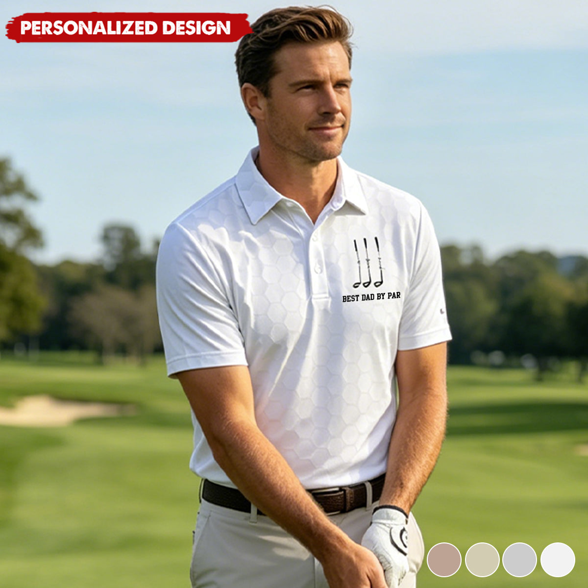 Personalized “Best Dad By Par” Golf Polo Shirt with Kids Names- Gift for father or grandpa