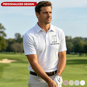 Personalized “Best Dad By Par” Golf Polo Shirt with Kids Names- Gift for father or grandpa