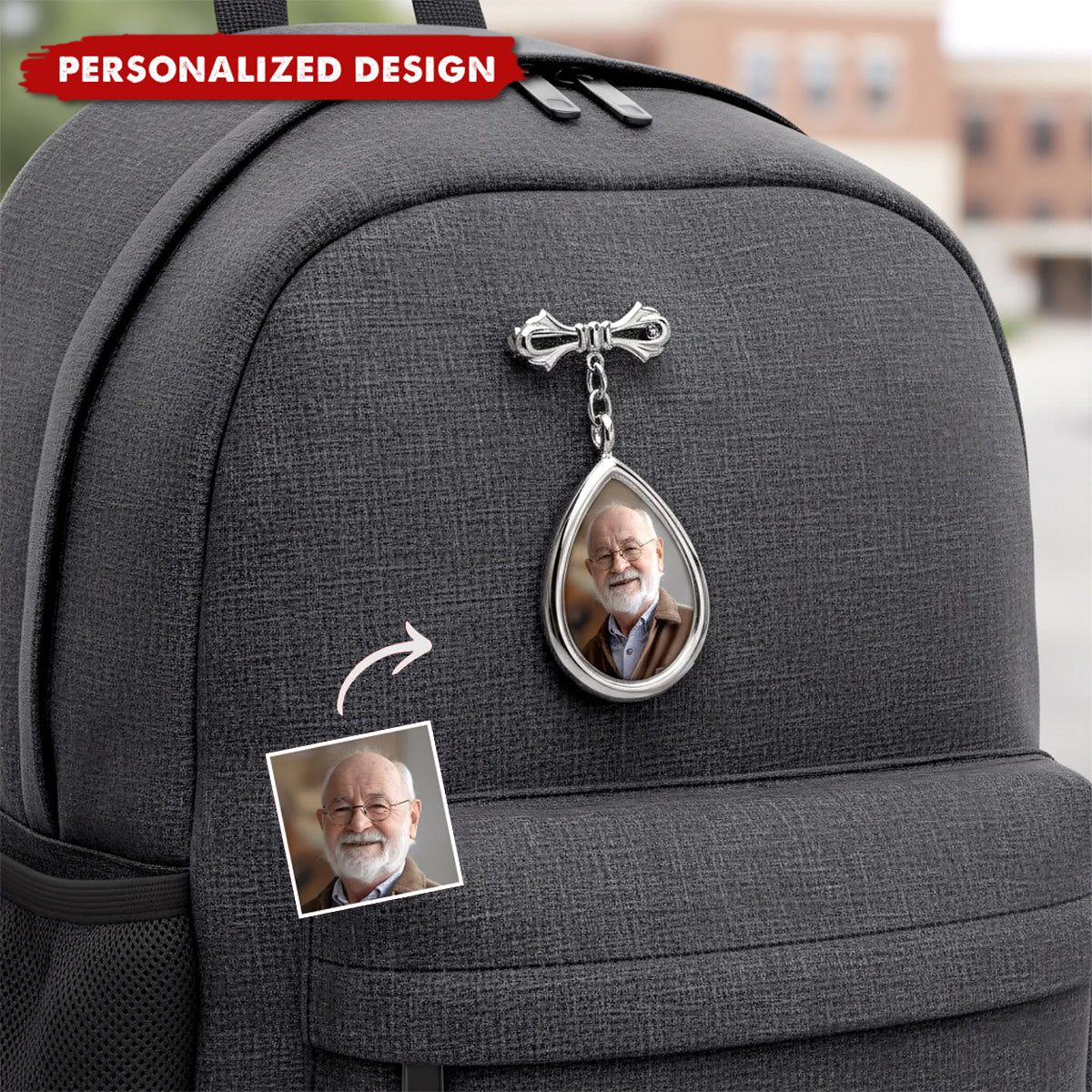 Personalized Photo Teardrop Pin - Memorial Graduation Gifts For Him, Her