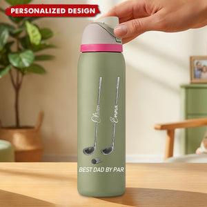 Funny Golf Dad Water Bottle  -Custom Names Father’s Day Gift