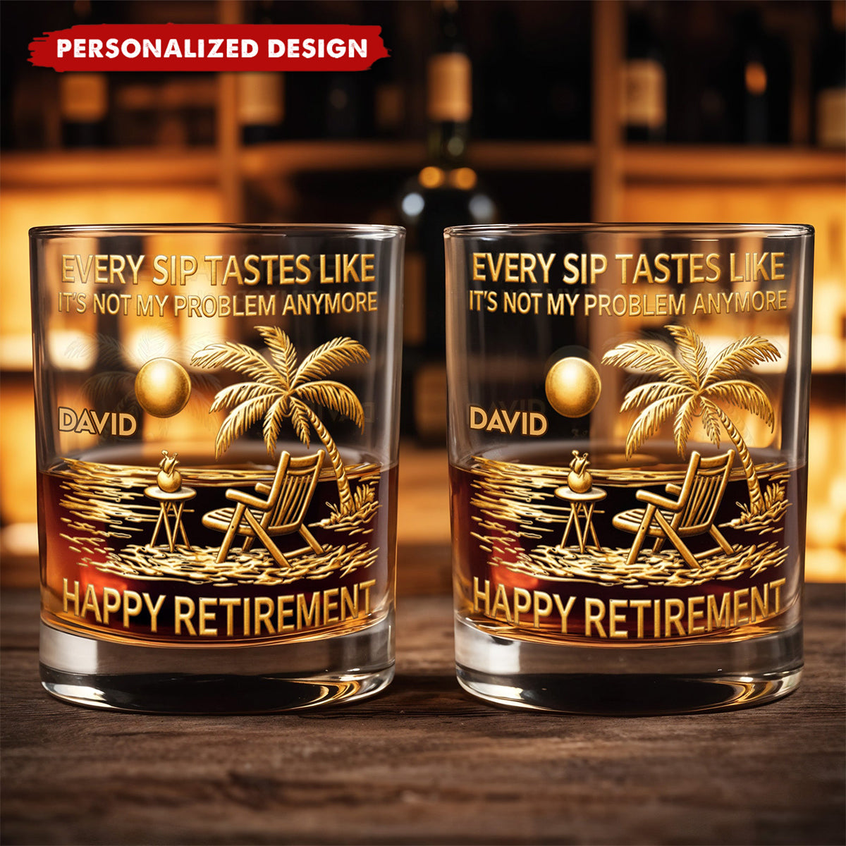Personalized Retirement Whiskey Glass with Name – Gift For Retirees