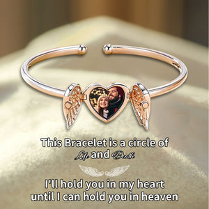 Personalized Angel Wings And Heart Bracelet, Memorial Gift-Upload Photo