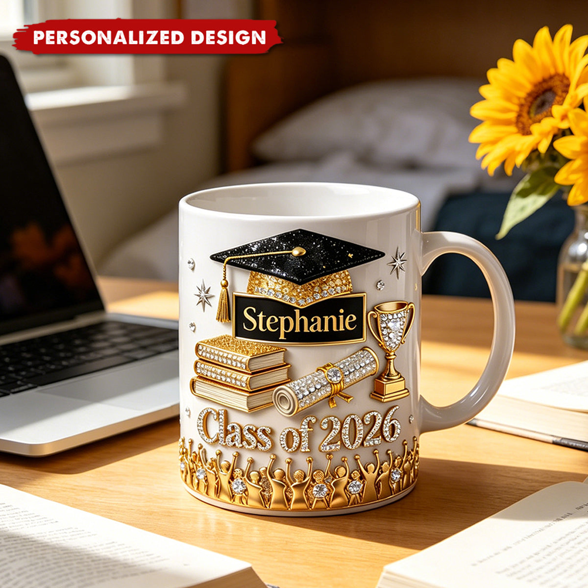 Personalized Class of 2026 Graduation Mug – Custom Name Bling Graduation Keepsake Cup