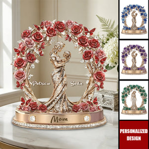 Personalized Family Tree Rose Wreath Plaque - Unique Gift for Grandma, Mom