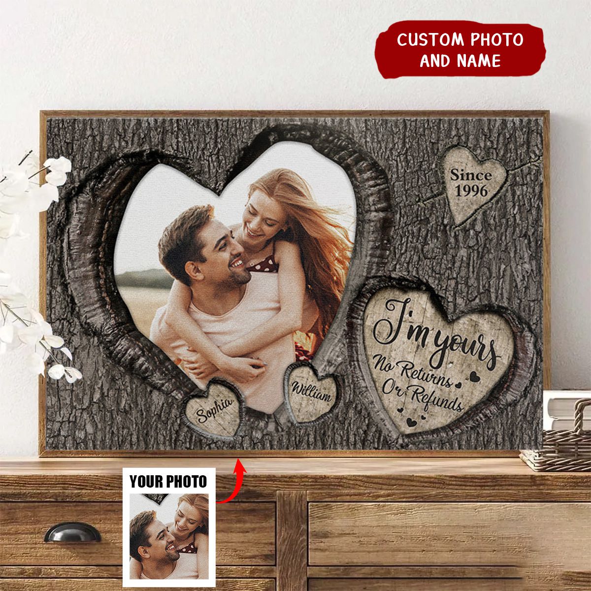 Personalized  God Knew My Heart Needed You Couples Photo Canvas Poster