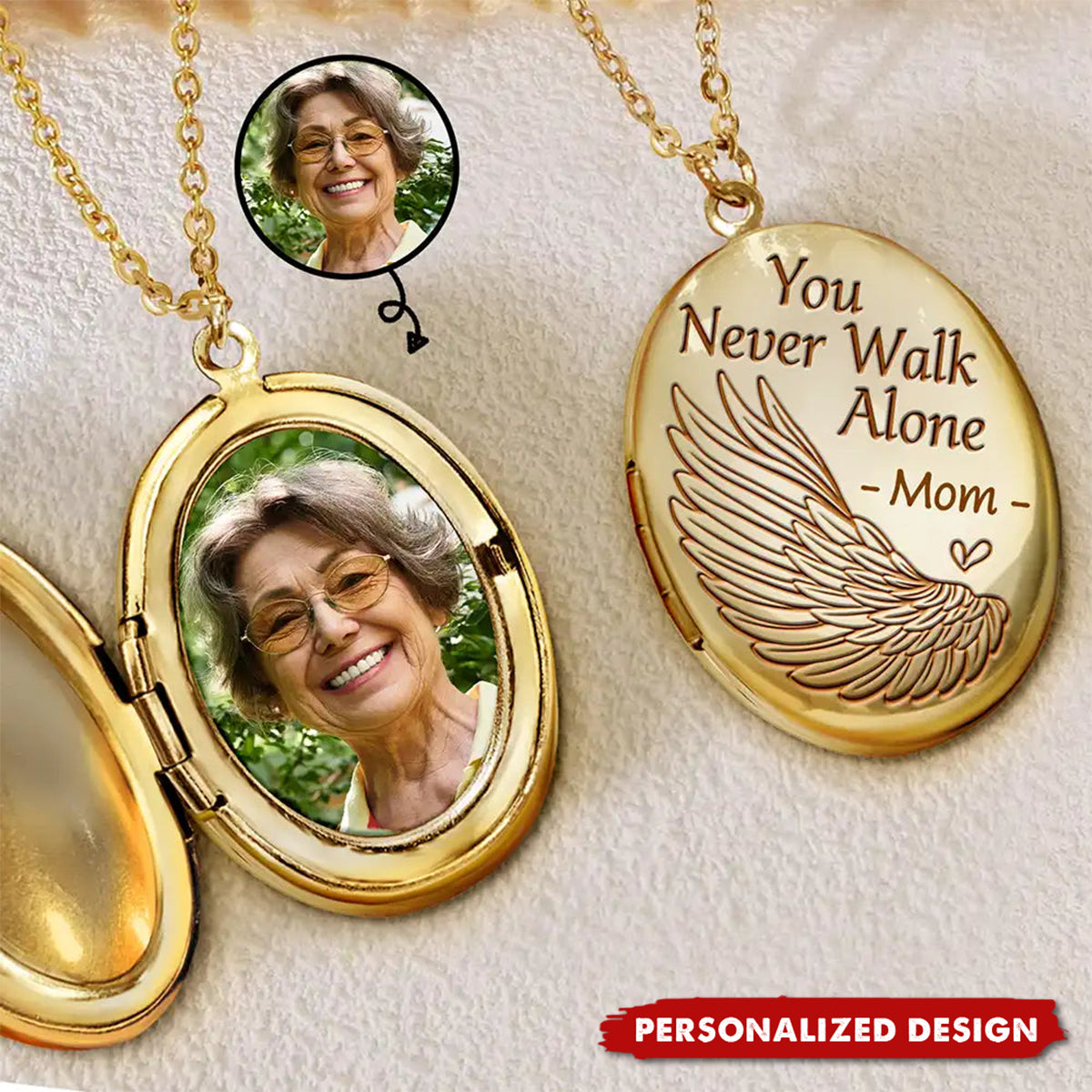 You Never Walk Alone - Personalized Photo Memorial Locket Necklace