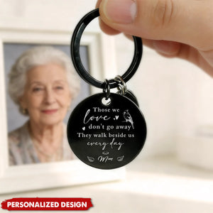Personalized Memorial Photo Keychain – Angel Wing Remembrance Gift