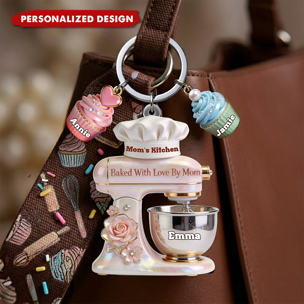 Personalized Baking Keychain - Custom Name Baking Gift for Mom