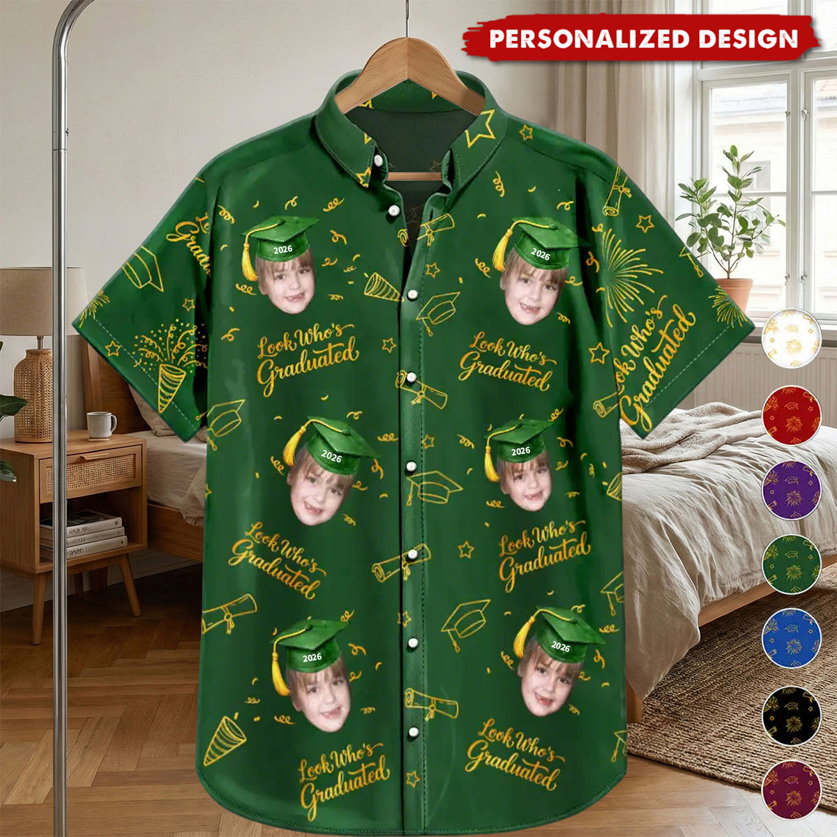 Personalized Graduation Photo Hawaiian Shirt - "Look Who's Graduated" Custom Face Print Shirt
