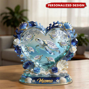 Ocean-Inspired Custom Sea Turtle Family Names Plaque – Gift for Mom, Grandma & Family
