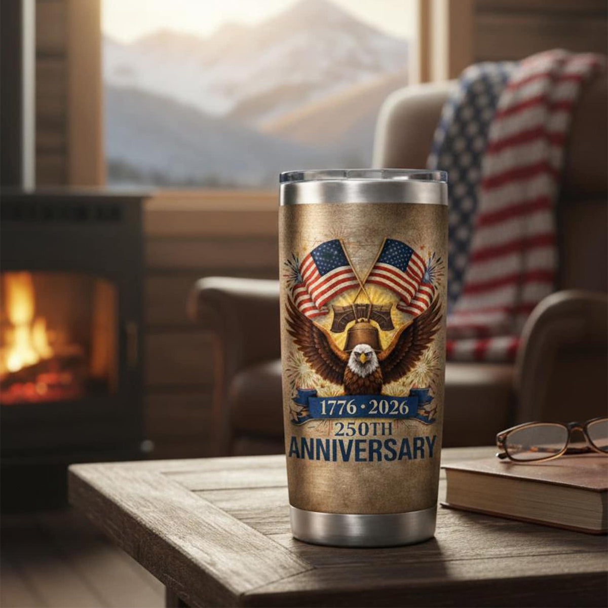 Vintage Patriotic Eagle Tumbler — 250th Anniversary American Gift