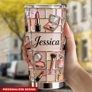 Personalized Makeup Tumbler - Custom Name Gift for Beauty Lovers