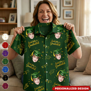 Personalized Graduation Photo Hawaiian Shirt - "Look Who's Graduated" Custom Face Print Shirt