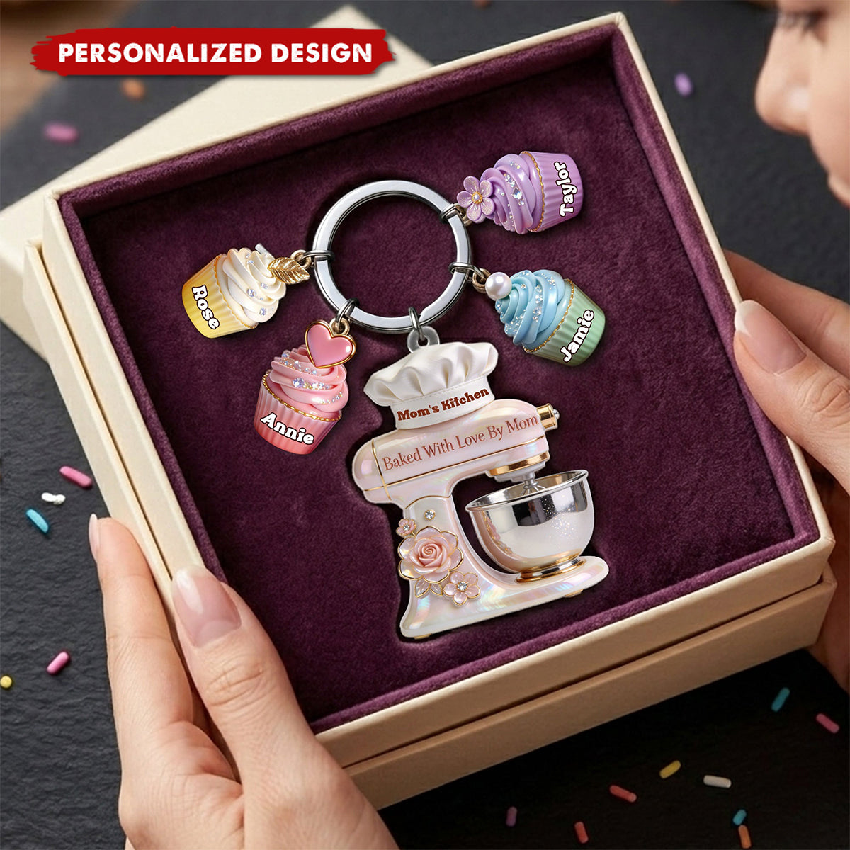 Personalized Baking Keychain - Custom Name Baking Gift for Mom