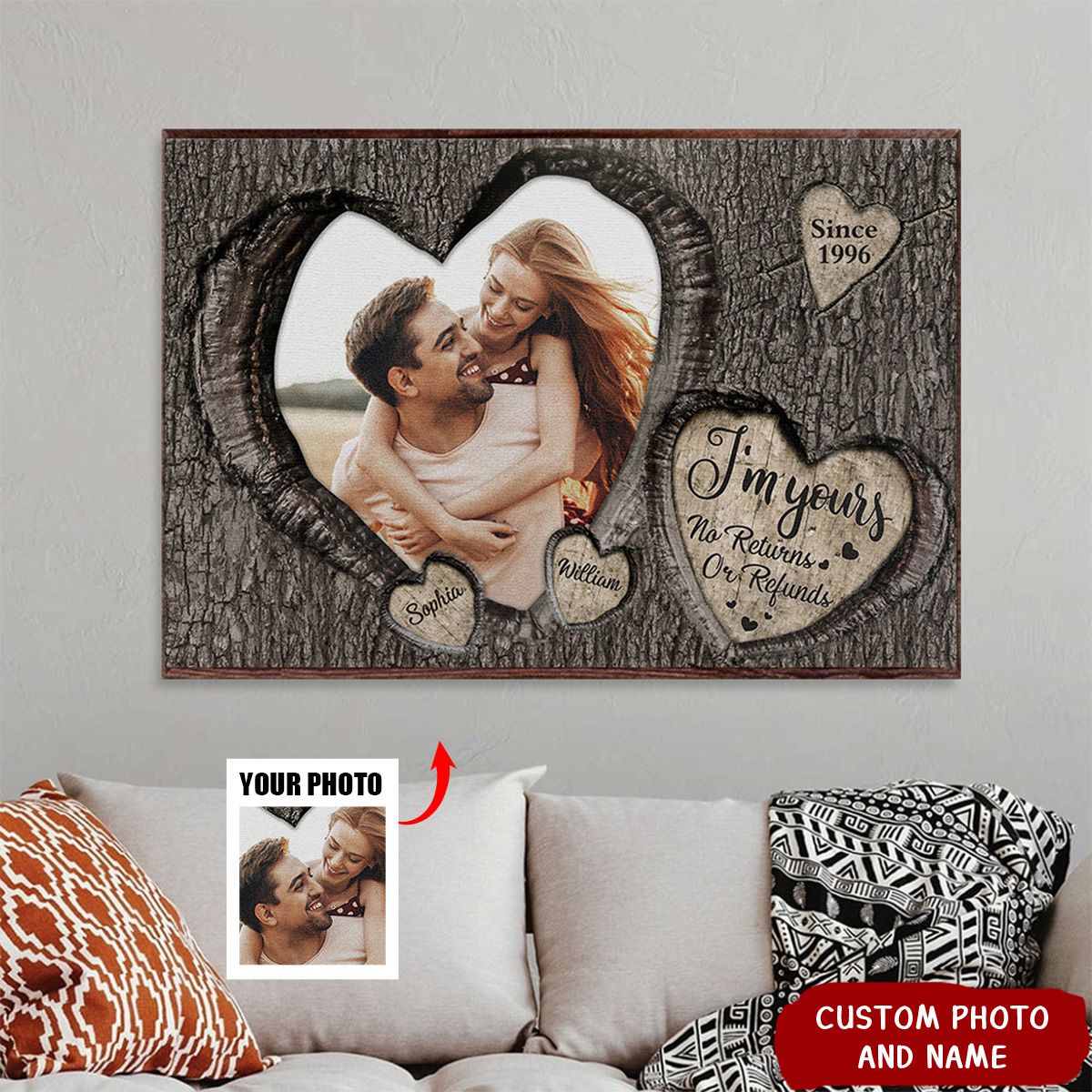 Personalized  God Knew My Heart Needed You Couples Photo Canvas Poster
