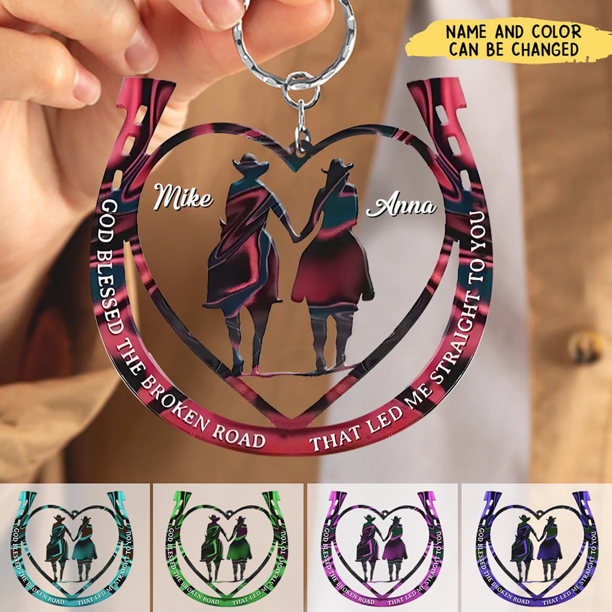 Personalized Couple Cowboy And Cowgirl Acrylic Keychain