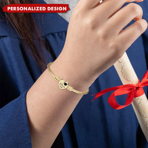 Personalized Graduation Heart Bracelet — Custom Name & Year Gift for Her
