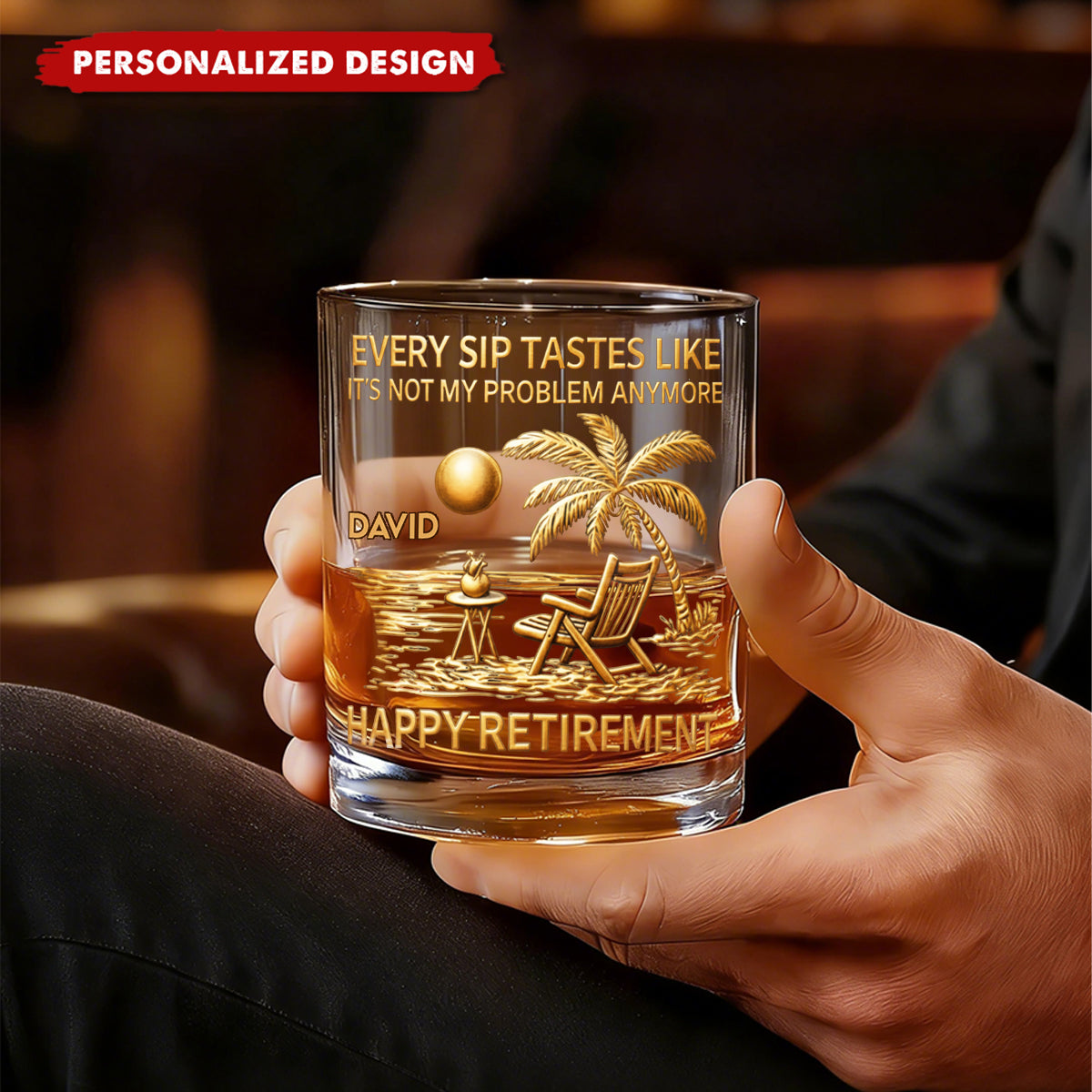 Personalized Retirement Whiskey Glass with Name – Gift For Retirees