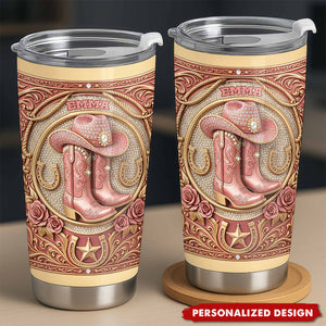 Personalized Pink Western Cowgirl Tumbler - Gift For Bestie and Cowgirls