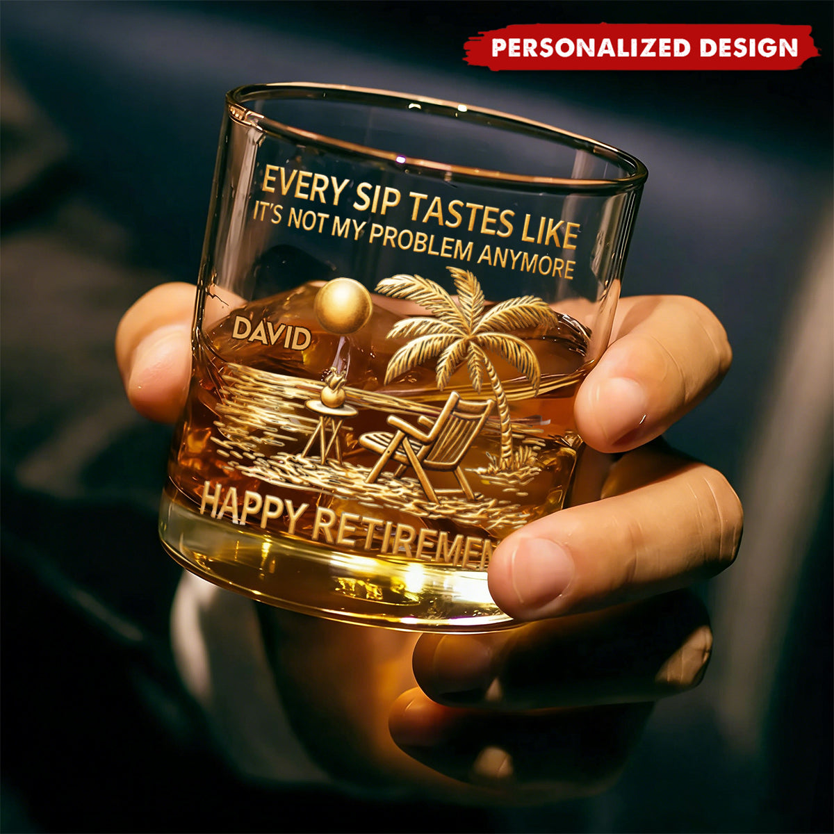 Personalized Retirement Whiskey Glass with Name – Gift For Retirees