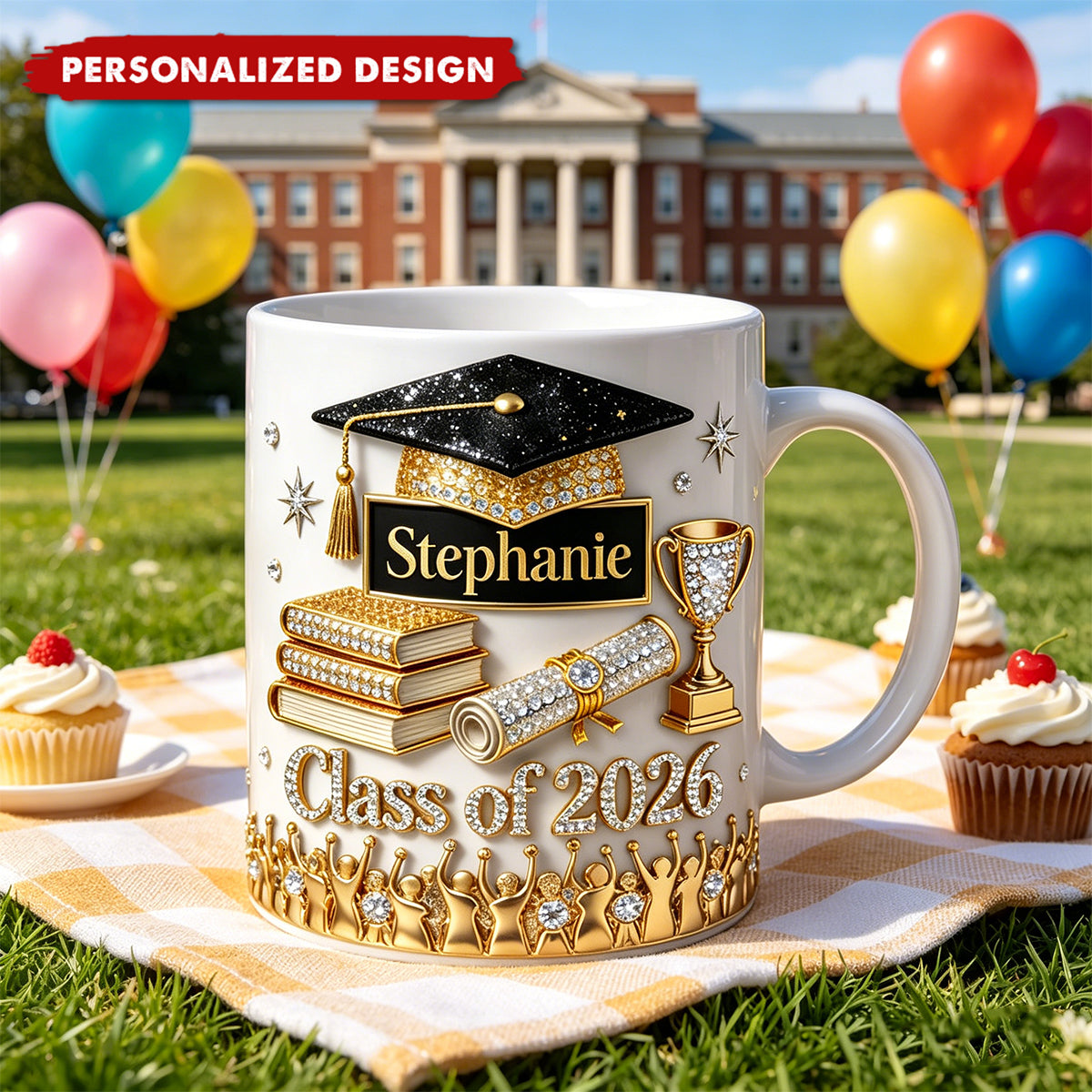 Personalized Class of 2026 Graduation Mug – Custom Name Bling Graduation Keepsake Cup