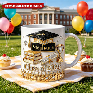 Personalized Class of 2026 Graduation Mug – Custom Name Bling Graduation Keepsake Cup