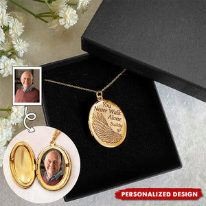You Never Walk Alone - Personalized Photo Memorial Locket Necklace