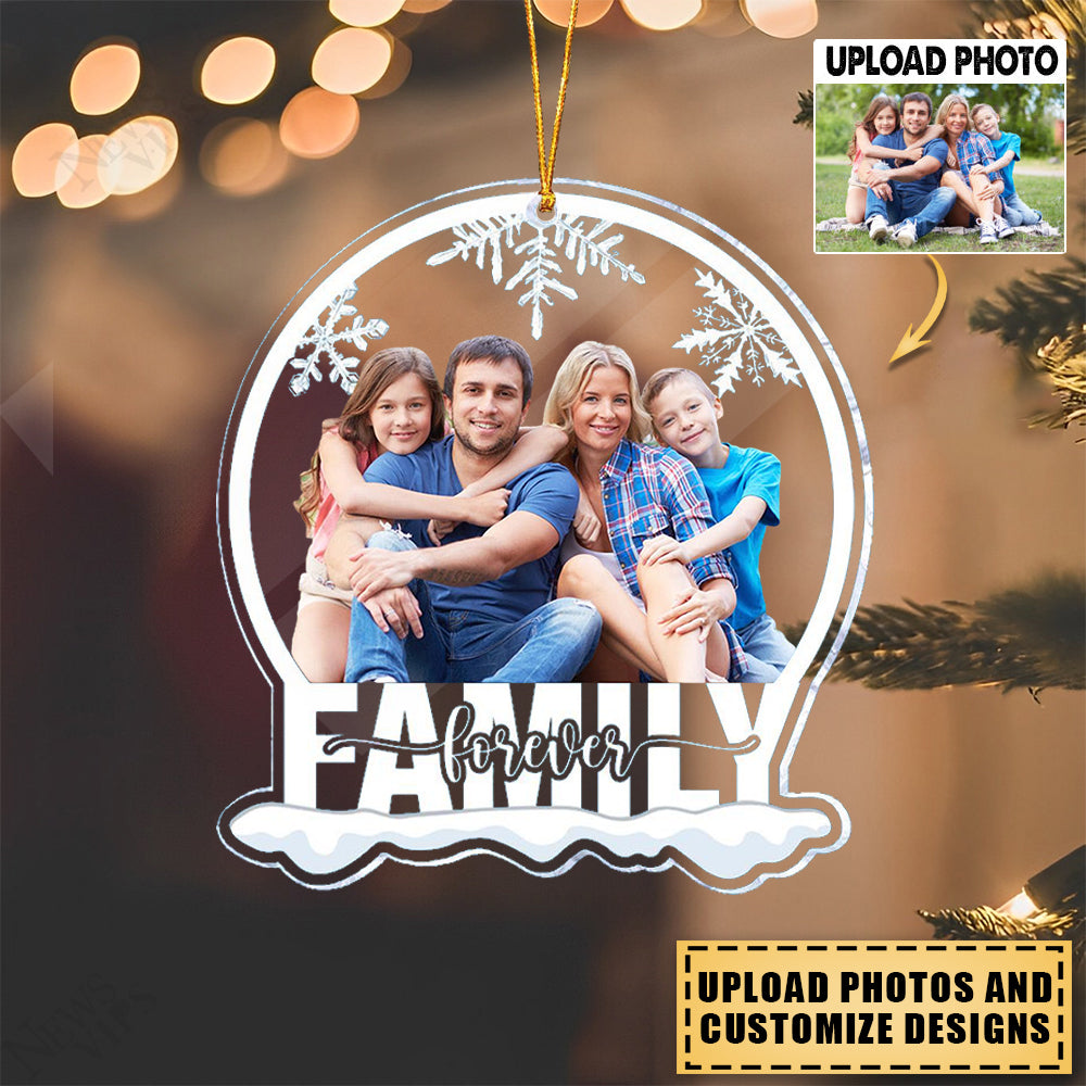 Sisters Forever/Family Forever/Besties Forever - Personalized Snow Globe Shaped Acrylic Photo Ornament