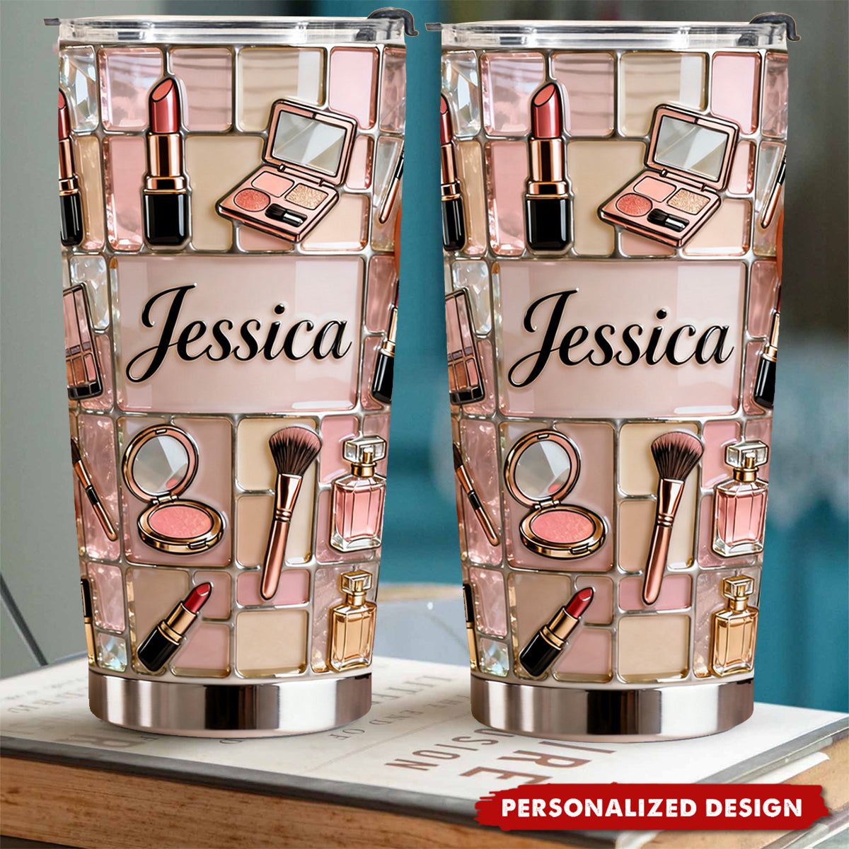 Personalized Makeup Tumbler - Custom Name Gift for Beauty Lovers
