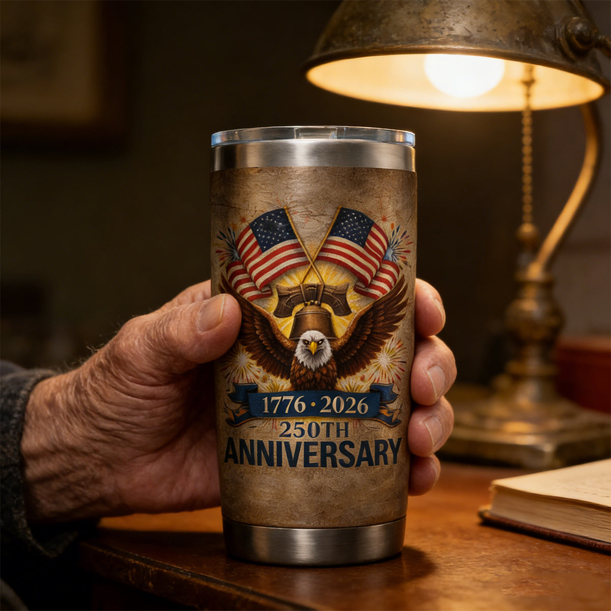 Vintage Patriotic Eagle Tumbler — 250th Anniversary American Gift