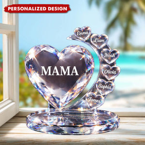 Personalized Mama Heart Plaque - Custom Kids Names Mother’s Day Gift
