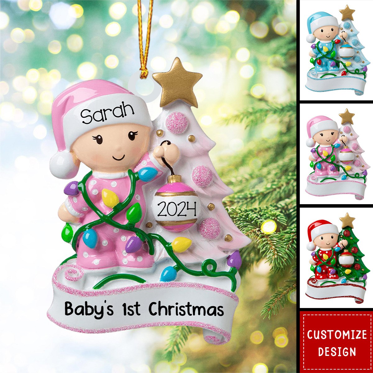 Personalized Snow Baby's First Christmas Ornament - 2024 New Release