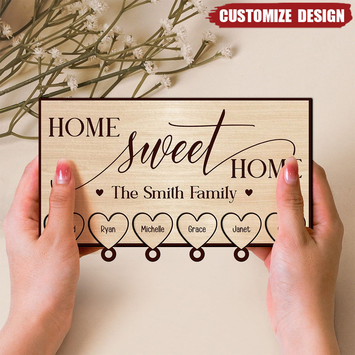 Family Custom Name Home Sweet Home - Personalized Key Holder