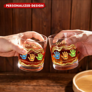Personalized “To Papa” Whiskey Glass with Kids Handprints & Names - Father’s Day Gift