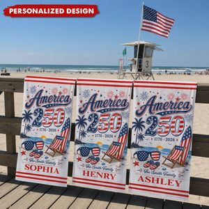 Personalized America 250th Anniversary Beach Towel - Custom Name