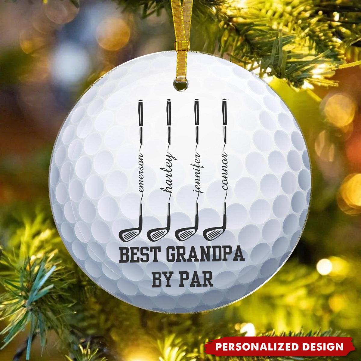 Personalized Golf Club Silhouette Christmas Acrylic Ornament - Gift for Grandpa,Dad